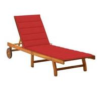Chaise longue de jardin avec coussin Bois d acacia solide G
