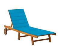 Chaise Longue De Jardin Avec Coussin Bois D'acacia Solide Vidaxl Bleu