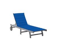 Chaise longue de jardin avec coussin Gris Bois d acacia solide
