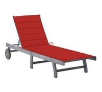 vidaXL Chaise longue avec support Gris acacia bois massif
