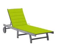 vidaXL Chaise longue avec support Gris acacia bois massif