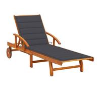 Lot de 2 Chaises Longues avec Table avec Coussins Transat Acacia Solide vidaXL