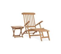 Vidaxl Chaise Longue De Jardin Avec Repose-Pied Et Table Bois De Teck