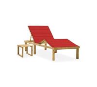 Vidaxl Chaise Longue De Jardin Avec Table Et Coussin Pin Imprégné