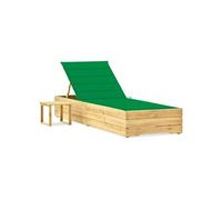 Chaise longue de jardin avec table et coussin Pin imprégné