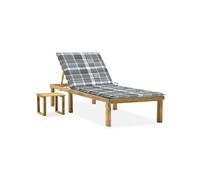 Vidaxl Chaise Longue De Jardin Avec Table Et Coussin Pin Imprégné