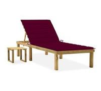 Vidaxl Chaise Longue De Jardin Avec Table Et Coussin Pin Imprégné
