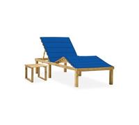 Pin Imprégné Chaise Longue de Jardin avec Table et Coussin Transat de Patio Chaise Longue de Terrasse Bain de Soleil d'Extérieur
