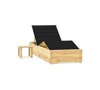 Vidaxl Chaise Longue De Jardin Avec Table Et Coussin Pin Imprégné
