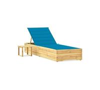 Vidaxl Chaise Longue De Jardin Avec Table Et Coussin Pin Imprégné