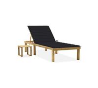 Chaise longue de jardin avec table et coussin Pin imprégné3065841