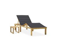 Vidaxl Chaise Longue De Jardin Avec Table Et Coussin Pin Imprégné