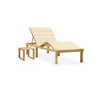 Vidaxl Chaise Longue De Jardin Avec Table Et Coussin Pin Imprégné