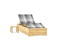 Chaise longue de jardin avec table et coussin Pin imprégné3065968