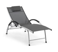 Sun Valley Chaise longue pliante de jardin avec coussin - gris