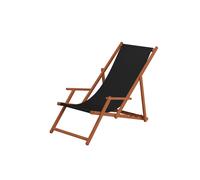 Chaise longue de jardin, chilienne, bain de soleil pliant, bois, tissu noir