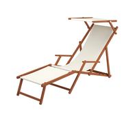 Chaise longue de jardin, chilienne, bois massif, tissu jaune