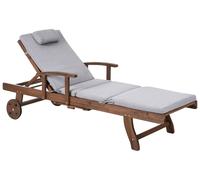 Chaise Longue de Jardin Classique en Bois d'Acacia Transat Inclinable avec
