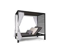 Chaise longue de jardin - blumfeldt Eremitage Double Lux - Transat - 2 personnes - Bain de soleil - 4 positions - Acier - Polyester - Noir et gris