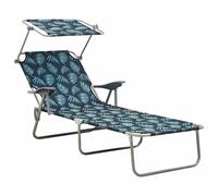 Chaise Longue de Jardin Extérieur avec Baldaquin Acier Rouge 58x189x27 cm vidaXL