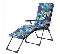 KADAX Chaise longue de jardin 2 en 1 - En acier - Avec coussin - Charge maximale : 110 kg - Avec repose-pieds réglable - Bleu foncé