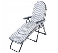 KADAX Chaise Longue de Jardin avec Dossier réglable, Chaise Longue en Acier, Chaise de Jardin Pliable, Chaise Longue avec Coussin rembourré, Chaise Longue Pliante,Chaise Longue Relaxation(Gris zigza)