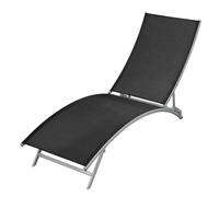 Chaise Longue de Jardin Plage Bain de Soleil Transat Textilène Noir vidaXL