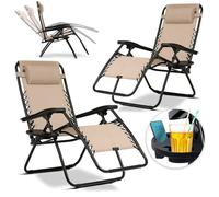 Chaise longue de jardin pliable - Sofotel - ChillWell - Ensemble de 2 pièces - Beige - Réglage du dossier