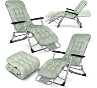 Chaise longue de jardin pliable - Sofotel - Coussin ChillWell - Ensemble 2 pièces - Vert clair - Réglable