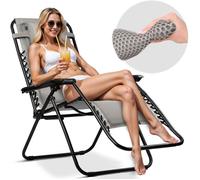 Sofotel ChillWell Soft Chaise Longue de Jardin, Pliable, avec Coussin, Tissu FoamGrid 3D, Charge maximale : 120 kg, 160 x 107 x 60 cm, Gris