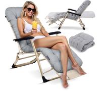 Chaise longue de jardin pliante - Sofotel - Coussin ChillWell - Gris clair - Réglable - Résistant aux intempéries