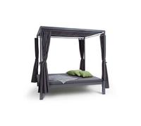 Blumfeldt Bain de soleil Senator Lounge double transat avec auvent et stores 2 personnes Gris
