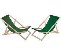 Chaise longue de jardin Woodok Bain de soleil en bois de hêtre Chaise longue jusqu'à 120 kg pliable 2pcs Set vert