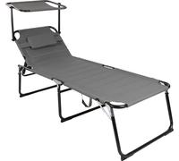 Chaise longue de jardin XXL en aluminium anthracite avec toit et coussins L200xl70cm