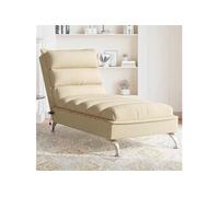 Chaise longue de massage avec coussins crème tissu, chaise de canapé longue, chaise longue de chambre à coucher, 379480