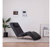 Chaise longue de massage avec oreiller Noir Similicuir