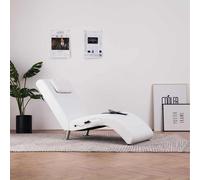 Chaise longue de massage avec oreiller Blanc Similicuir