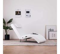 Chaise longue de massage avec oreiller Blanc Similicuir