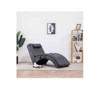Chaise Longue de Massage avec Oreiller Gris Similicuir Daim Salon vidaXL