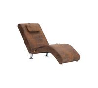 Chaise longue de massage avec oreiller Marron Similicuir daim