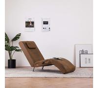 Chaise Longue De Massage Avec Oreiller Marron Similicuir Daim