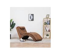 Chaise Longue de Massage avec Oreiller Marron Similicuir Daim Salon vidaXL