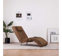vidaXL Chaise longue de massage avec oreiller Marron Similicuir daim Brun
