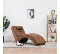 Chaise Longue de Massage avec Oreiller Marron Similicuir Daim Salon vidaXL