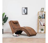 Chaise Longue de Massage avec Oreiller Marron Similicuir Daim Salon vidaXL