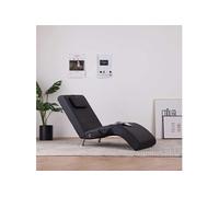 Chaise longue de massage avec oreiller Noir Similicuir