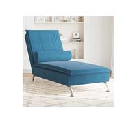 Vidaxl Chaise Longue De Massage Avec Traversin Bleu Velours Bleu