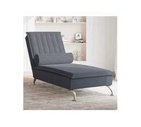 Vidaxl Chaise Longue De Massage Avec Traversin Gris Foncé Velours Gris