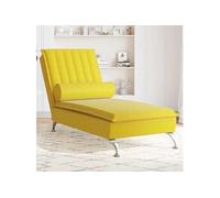 Chaise longue de massage avec traversin jaune velours, chaise de canapé longue, chaise longue de chambre, chaise de 379465