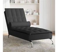 Chaise longue de massage avec traversin noir tissu